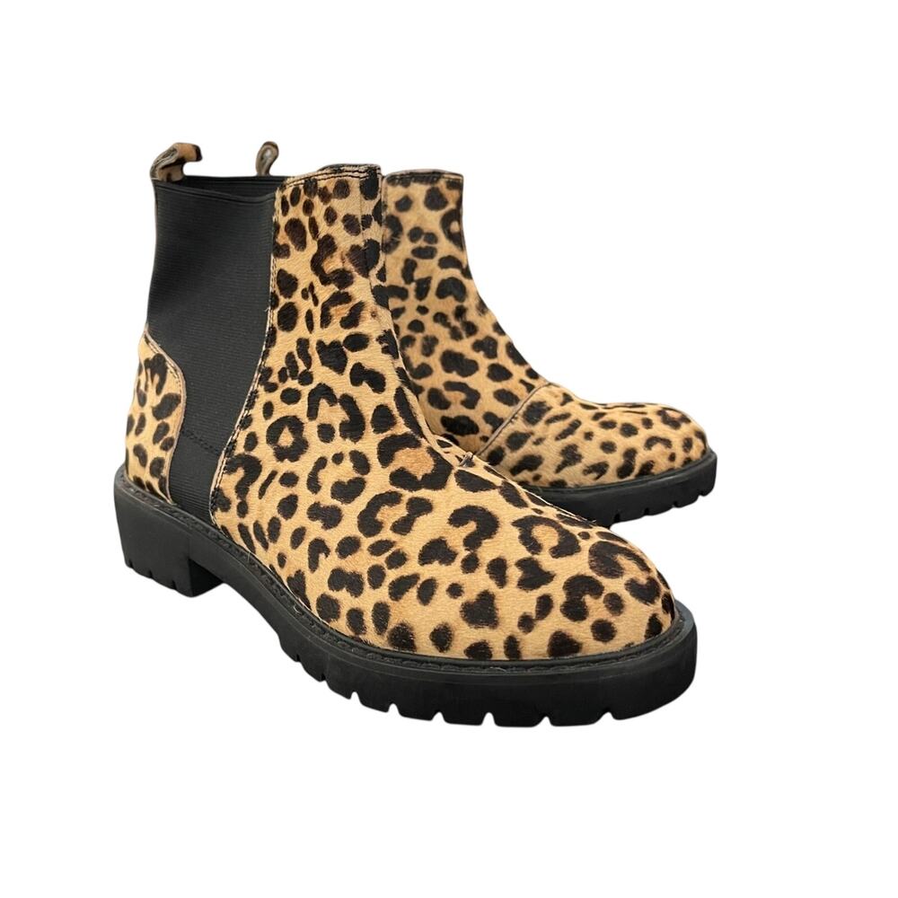 Steve Madden Gliding Leopard Calf Hair Chelsea Boot Size 7